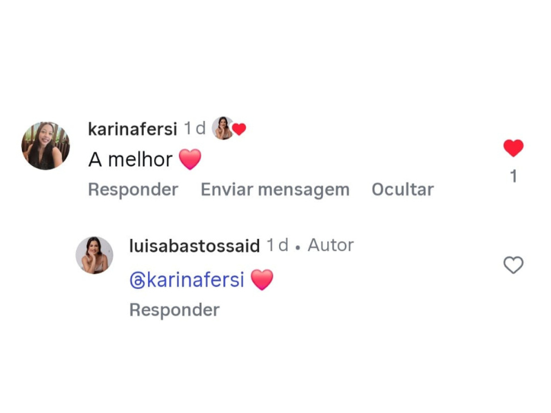 Comentário de paciente no Instagram - Depoimento 4